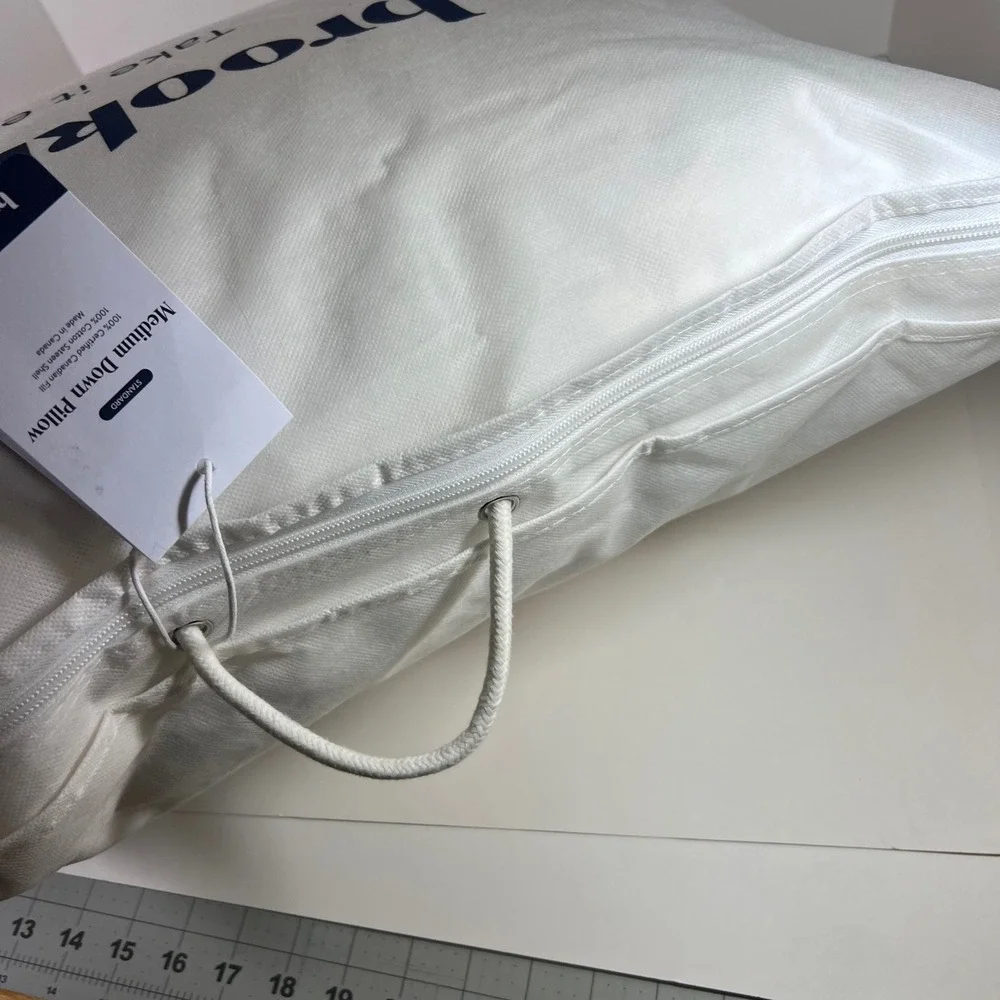 Brooklinen Standard Medium Down Pillow Canadian Fill Cotton Sateen Shell 28oz